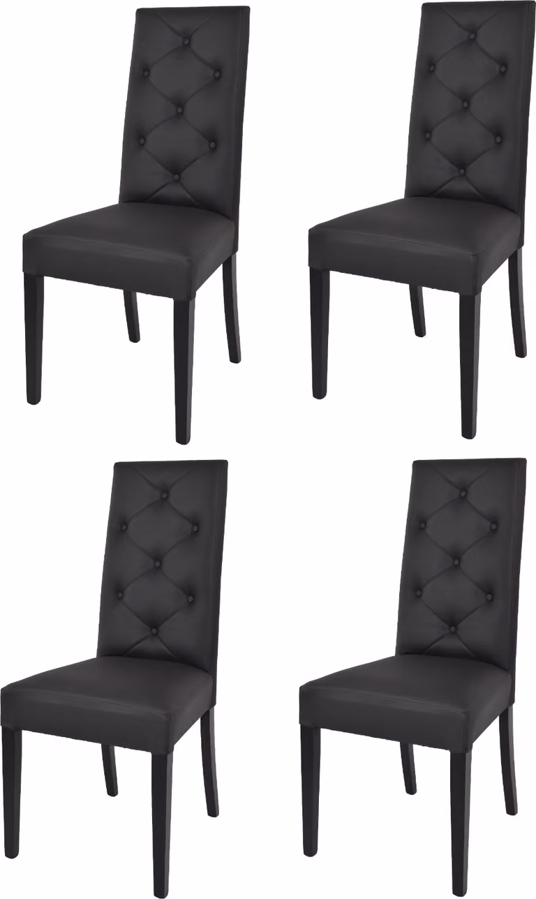 t m c s Tommychairs - Set di 4 sedie moderne CHANTAL per cucina e sala da pranzo, struttura robusta in legno di faggio laccato nero, imbottita e rivestita in Pelle finta nera