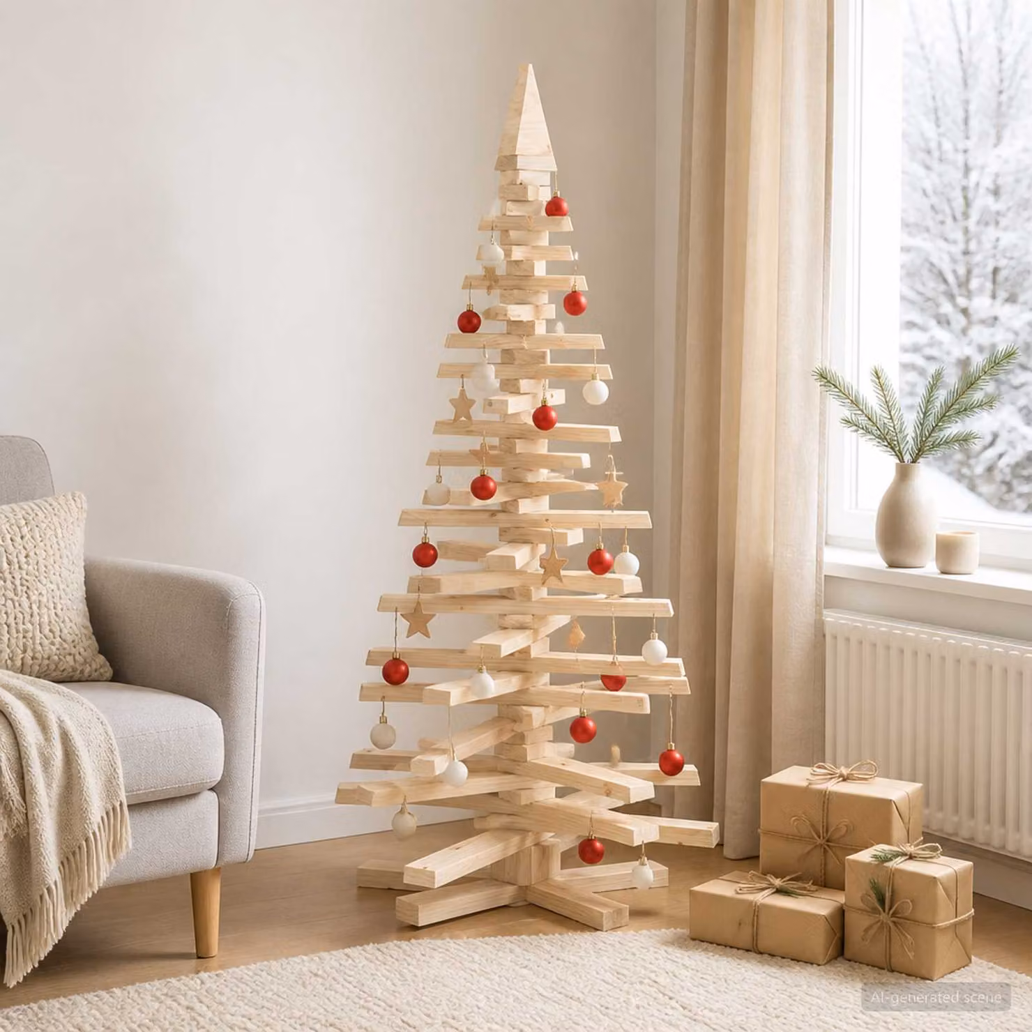 vidaXL Albero di Natale in legno KOTKA 150 cm Legno Massello di Pino