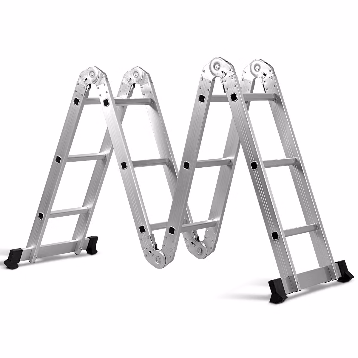 Scala pieghevole multiuso Costway in alluminio color argento per uso interno ed esterno