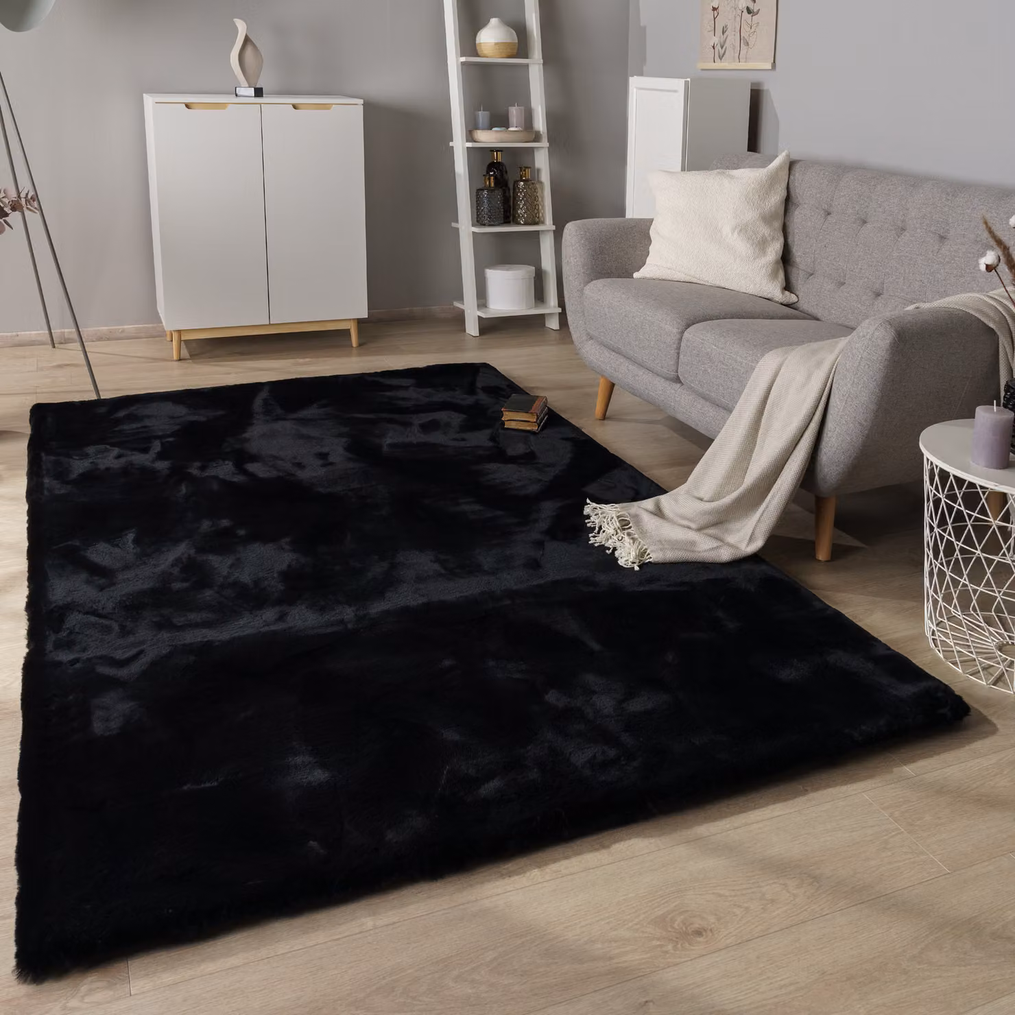 Tappeto in pelliccia sintetica Fluffy Deluxe nero L: 120 cm, P: 160 cm – 2