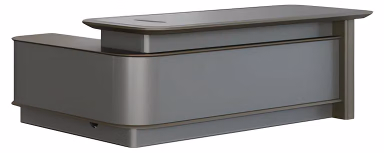 Schreibtisch Chefzimmer Modern Grau Design Stauraum Kabeldurchführung Stil