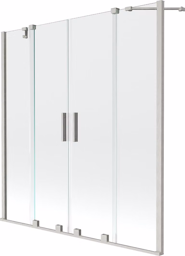Mexen Velar Duo paravento da bagno a 2 ante scorrevoli 160 x 150 cm, trasparente, nichel spazzolato - 896-160-000-02-97