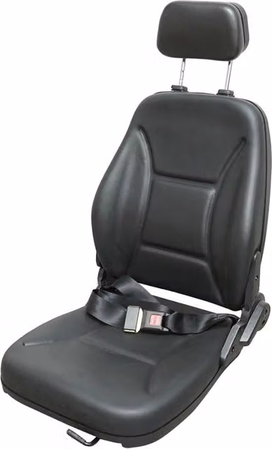 Sedile universale con cintura di sicurezza e poggiatesta per macchine agricole o industriali, carrelli elevatori.