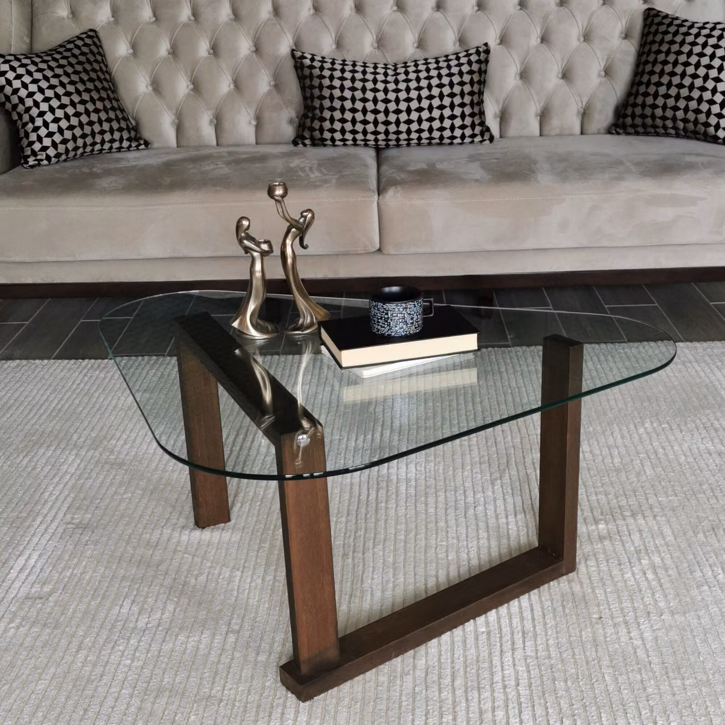Skye Decor, Cam Orta Sehpa S302, tavolini, noce, legno, 96 x 41 x 81 cm