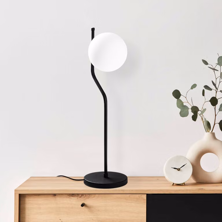 Opviq, Tulip 13820 - Nero, lampada da tavolo, CORPO IN METALLO, nero, 61 x 18 x 18 cm