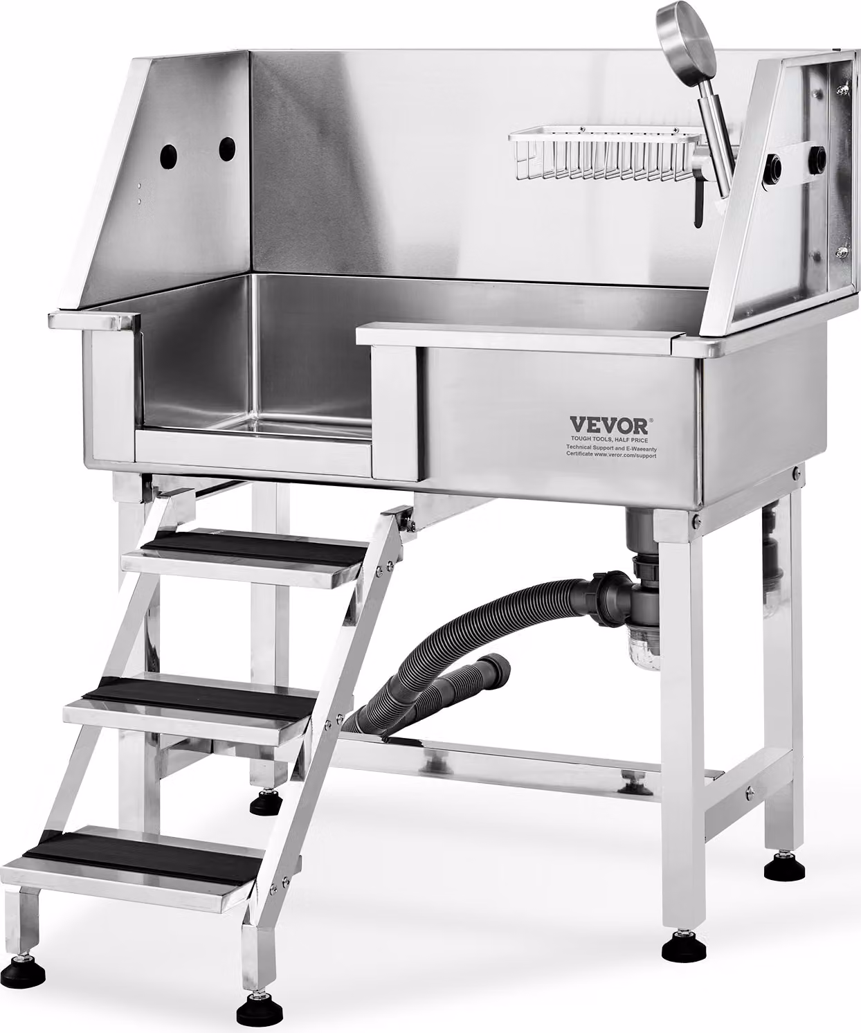 VEVOR Vasca professionale per la toelettatura del cane 863,6 mm in acciaio inox vasca da bagno per animali domestici stazione di lavaggio per cani max.100kg doccia per cani sistema di lavaggio per animali domestici vasca per doccia per cani vasca per lava