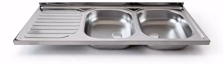 Lavello cucina acciaio appoggio 120x50 cm doppia vasca e gocciolatoio sinistro SA127SX