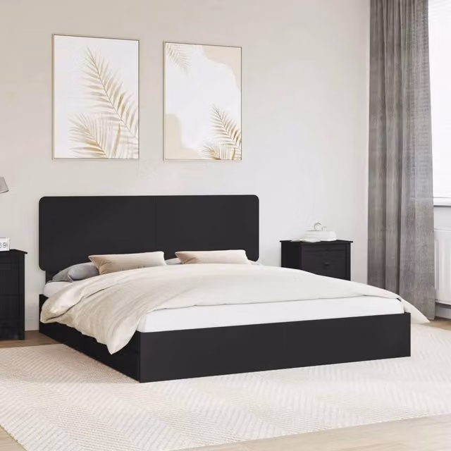Letto con Contenitore Nero 200 x 200 cm Legno ingegnerizzato 3412652