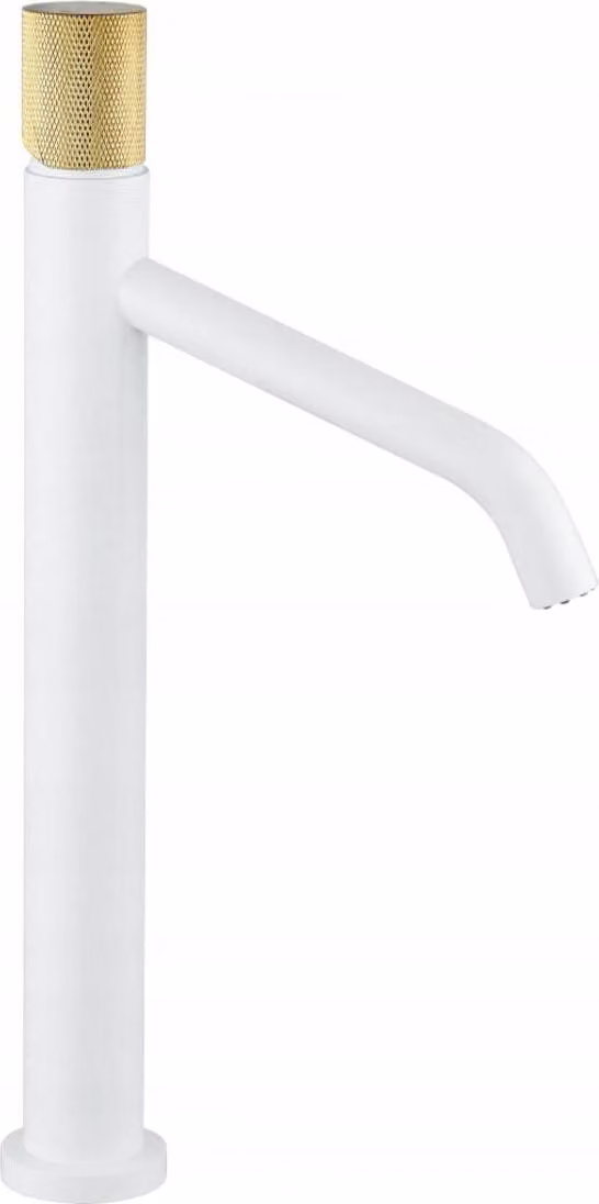 Mexen Rumba One rubinetto lavabo alto, bianco/oro - 73511-25
