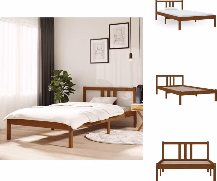 vidaXL Letto in legno massiccio marrone miele 100x200 cm - Letti e strutture letto