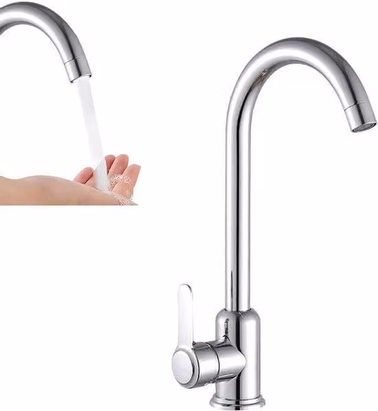 miscelatore girevole a 360 gradi in acciaio inox per lavelli da cucina - acqua calda e fredda.