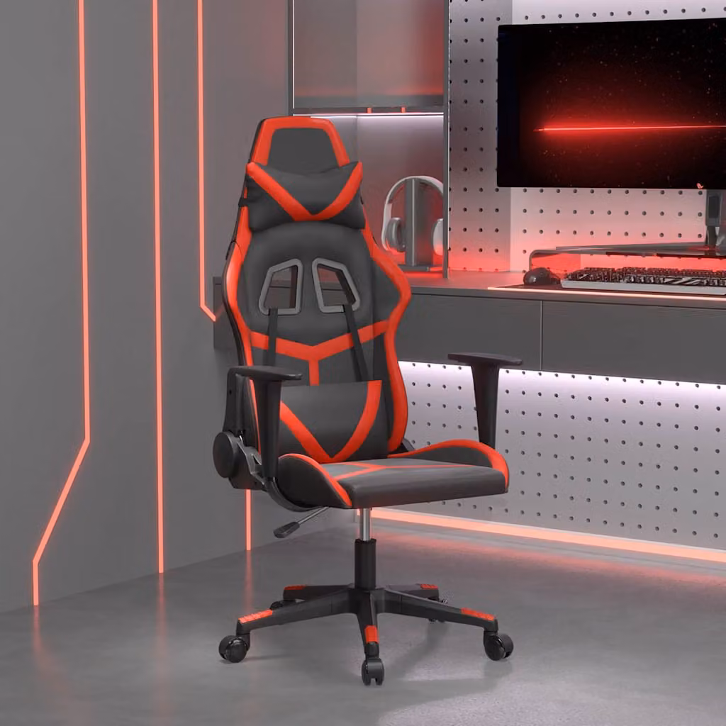 Sedia da Gaming vidaXL in Similpelle Rossa e Nera con Poggiatesta e Ruote