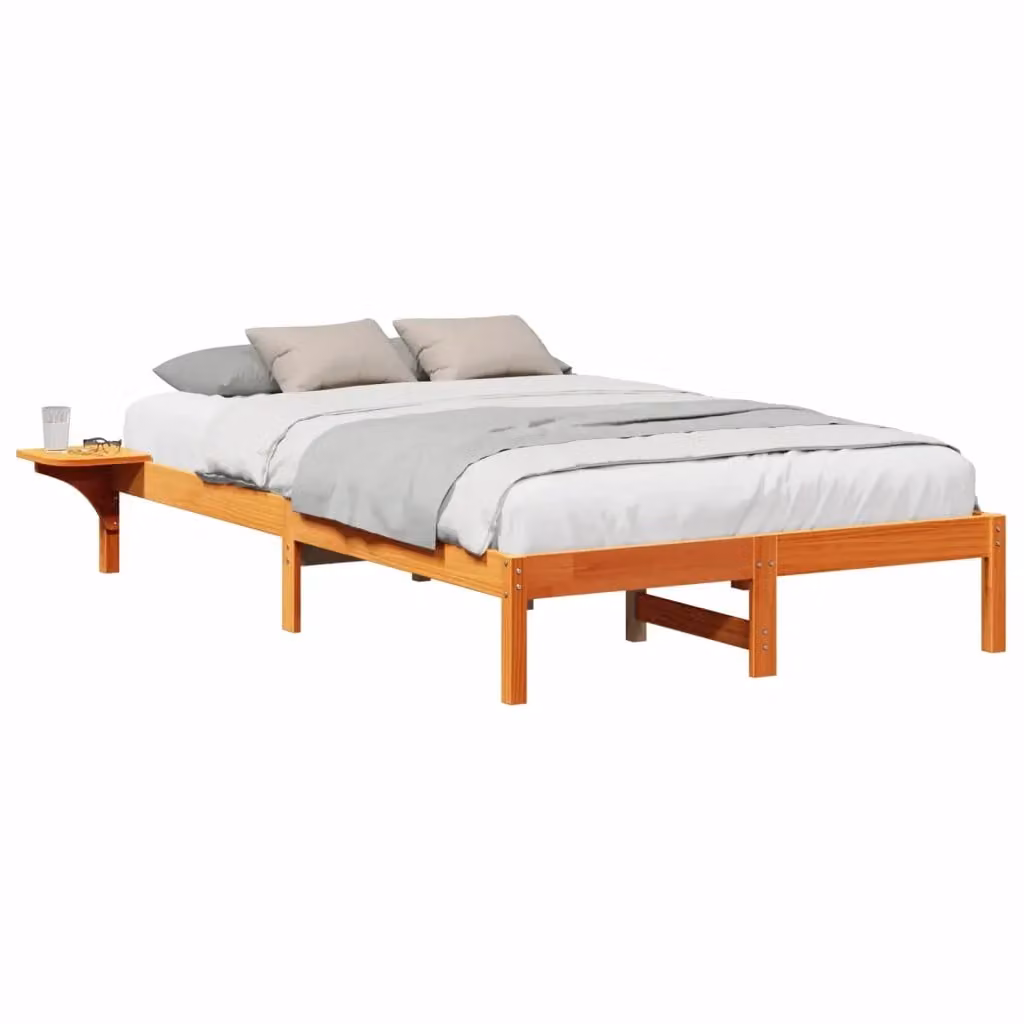 Struttura del letto moderna vidaXL in pino massello marrone cerato L: 140 cm, P: 190 cm – 2