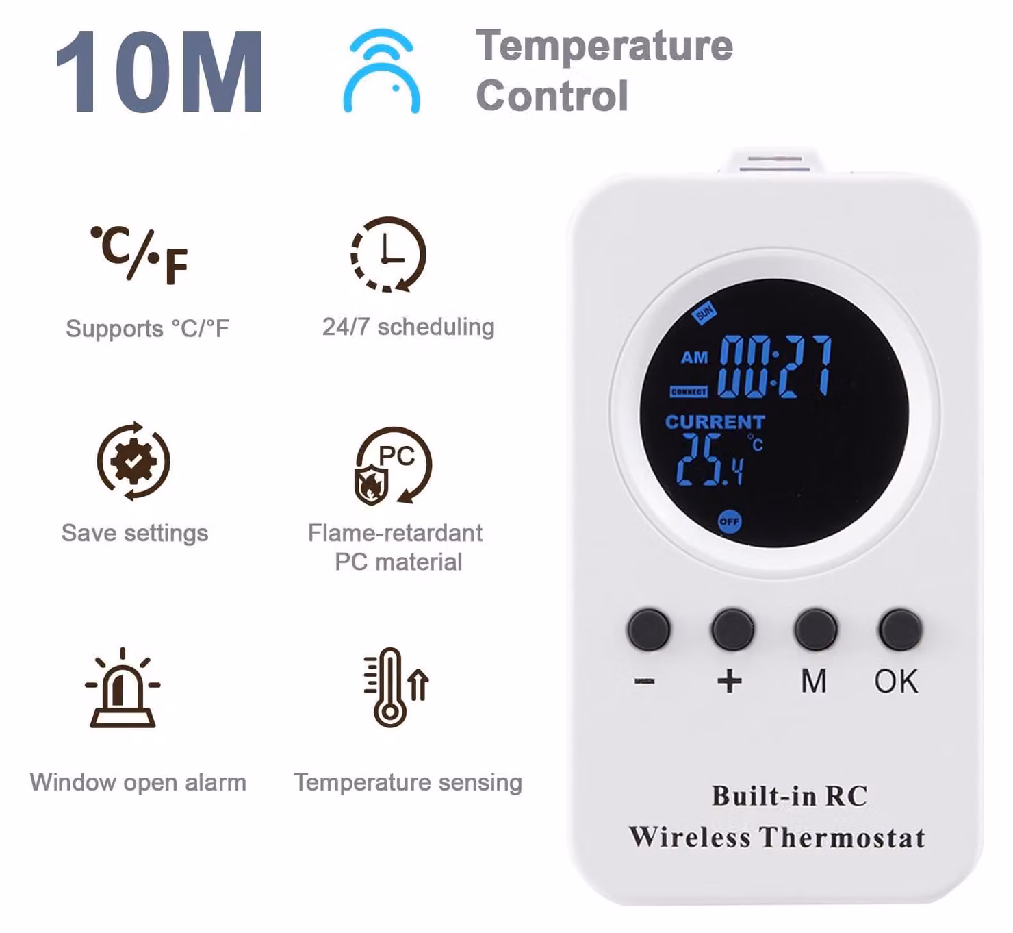 Pannello riscaldante a infrarossi da 600 W - Termostato con sensore crepuscolare - Elettrico, con cavo di alimentazione - Per uso interno