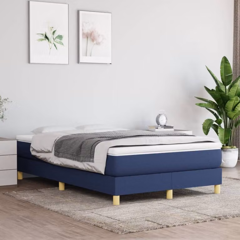 The Living Store Box spring bed Blue 120x200 cm Tessuto