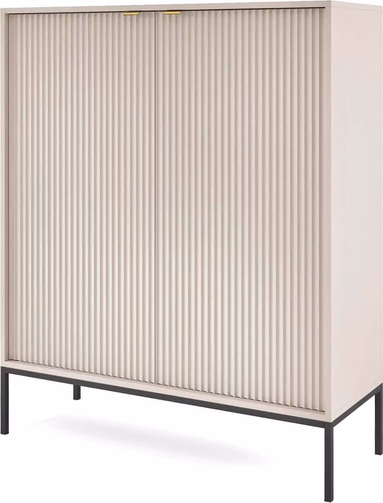 FURNLUX Credenza Avon Beige e Nero 104cm / Colore principale: Beige / Dimensioni: 104 x 125 x 39 cm