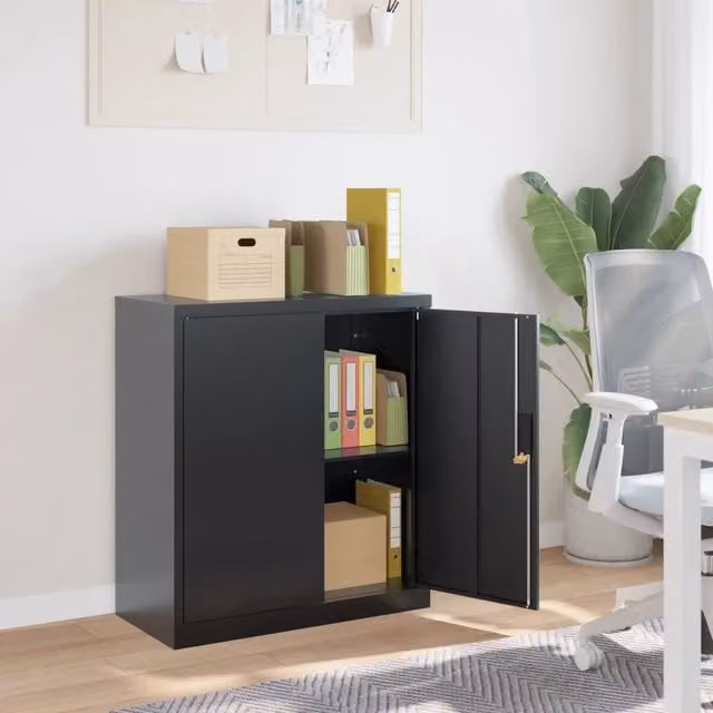 Armadio Classificatore vidaXL in Metallo Antracite con Serratura e Ripiani Regolabili L: 79 cm, P: 40 cm, H: 90 cm