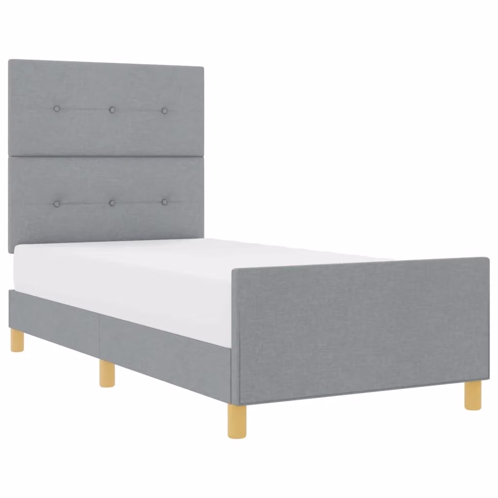 Struttura del letto moderna vidaXL in tessuto e legno, Grigio, 90 x 200 cm – 2