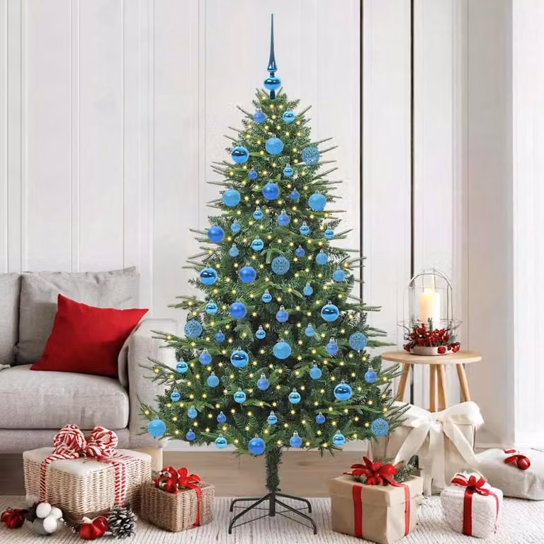 Maison Exclusive - Albero di Natale artificiale illuminato con set di palline verdi