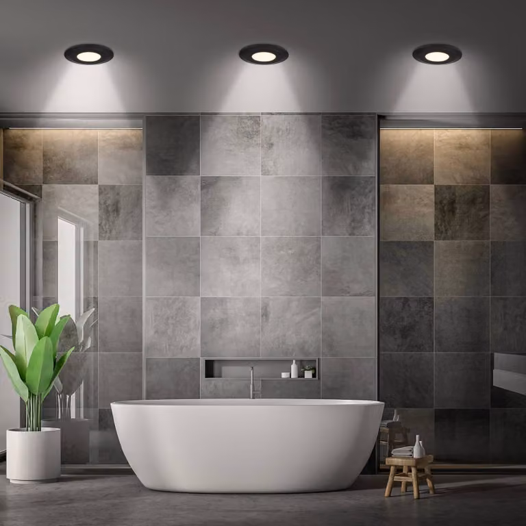 Briloner Luci LED da incasso Klira, nera, Ø 9 cm, IP44, set 3 pezzi Klira, Nero, Bagno, Plastica, Moderno