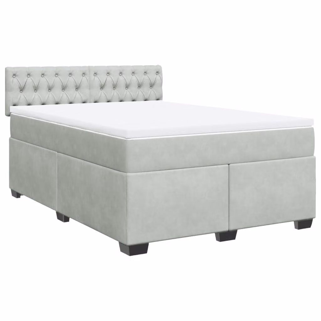 Giroletto a Molle con Materasso Grigio Chiaro 140x200cm Velluto