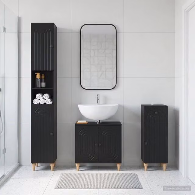 Set di armadietti da bagno in 3 pezzi ALKMAAR Nero 3417829