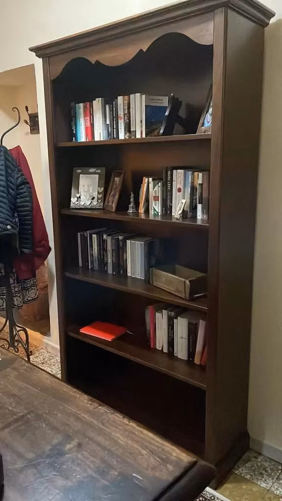 Libreria classica Mobili 2G in legno di pioppo con 5 ripiani, colore noce, L: 120 cm, P: 40 cm, H: 210 cm – 3