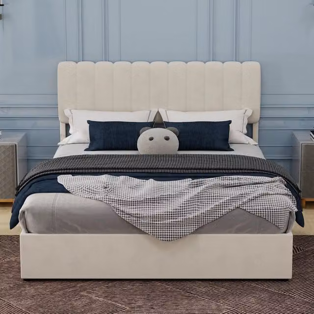 Letto Contenitore Imbottito 160x200 ¨C Xylo ¨C Beige, Testiera, Idraulico