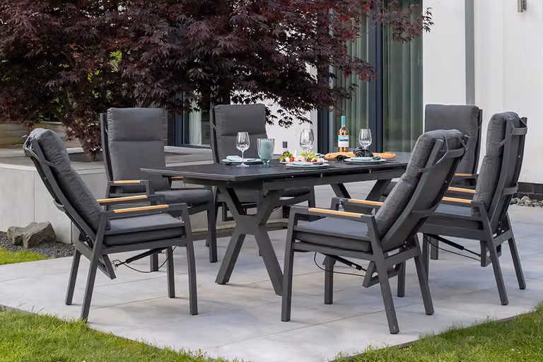 Set di mobili da giardino Poltrona relax Sevilla con tavolo Granada 160/210x90cm
