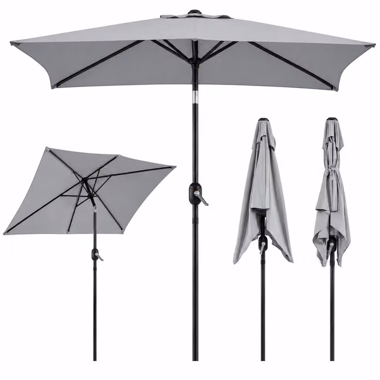 Ombrellone rettangolare con manovella e funzione di inclinazione, ideale per l'esterno