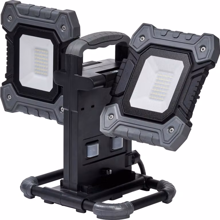 OSRAM VAL FLEX Faro da lavoro a LED, grigio scuro/nero, 2X30W, 6450lm, colore della luce bianco freddo, con testa della lampada ruotabile di 270° in verticale e 180° in orizzontale, con cavo, classe di protezione IP54, 6500K