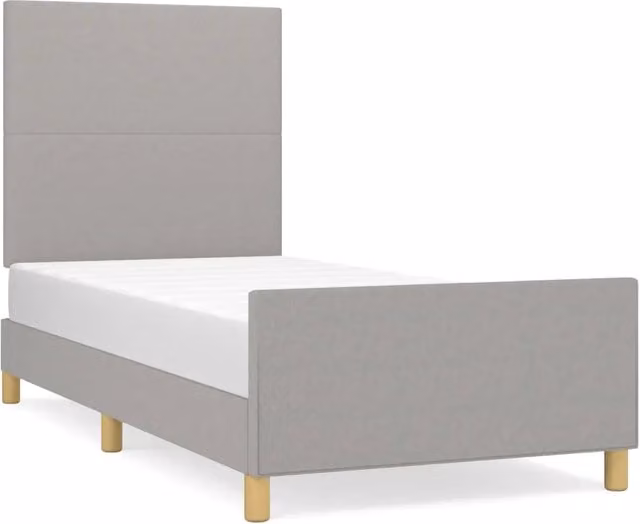 Letto singolo per adulti in tessuto grigio con struttura in legno di larice L/P/H: 200 x 80 x 83 cm – 1