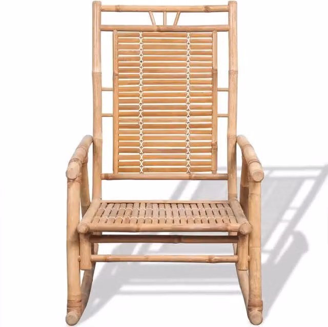 Sedia a dondolo in bamboo vidaXL color marrone con braccioli per giardino e soggiorno