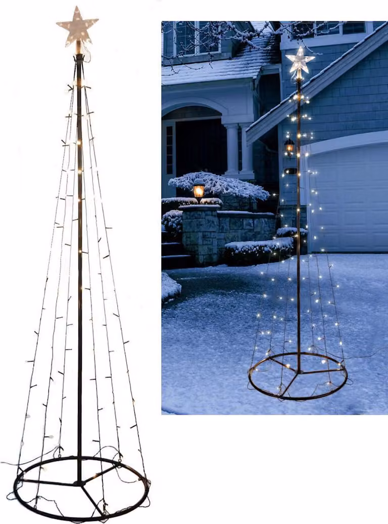 Albero di Natale a LED - 180 cm - albero decorativo a cono illuminato con 90 LED - per interni ed esterni