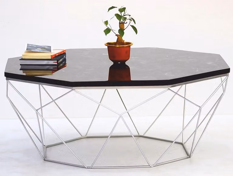 Casa Padrino tavolino nero / argento 90 cm - Mobili per hotel e soggiorni