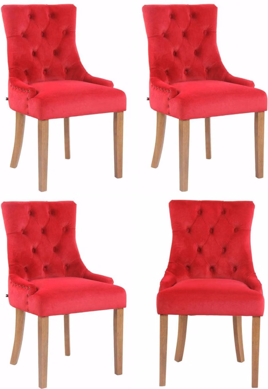 Set di 4 sedie da pranzo in velluto - Sedie da cucina - Comfort di seduta