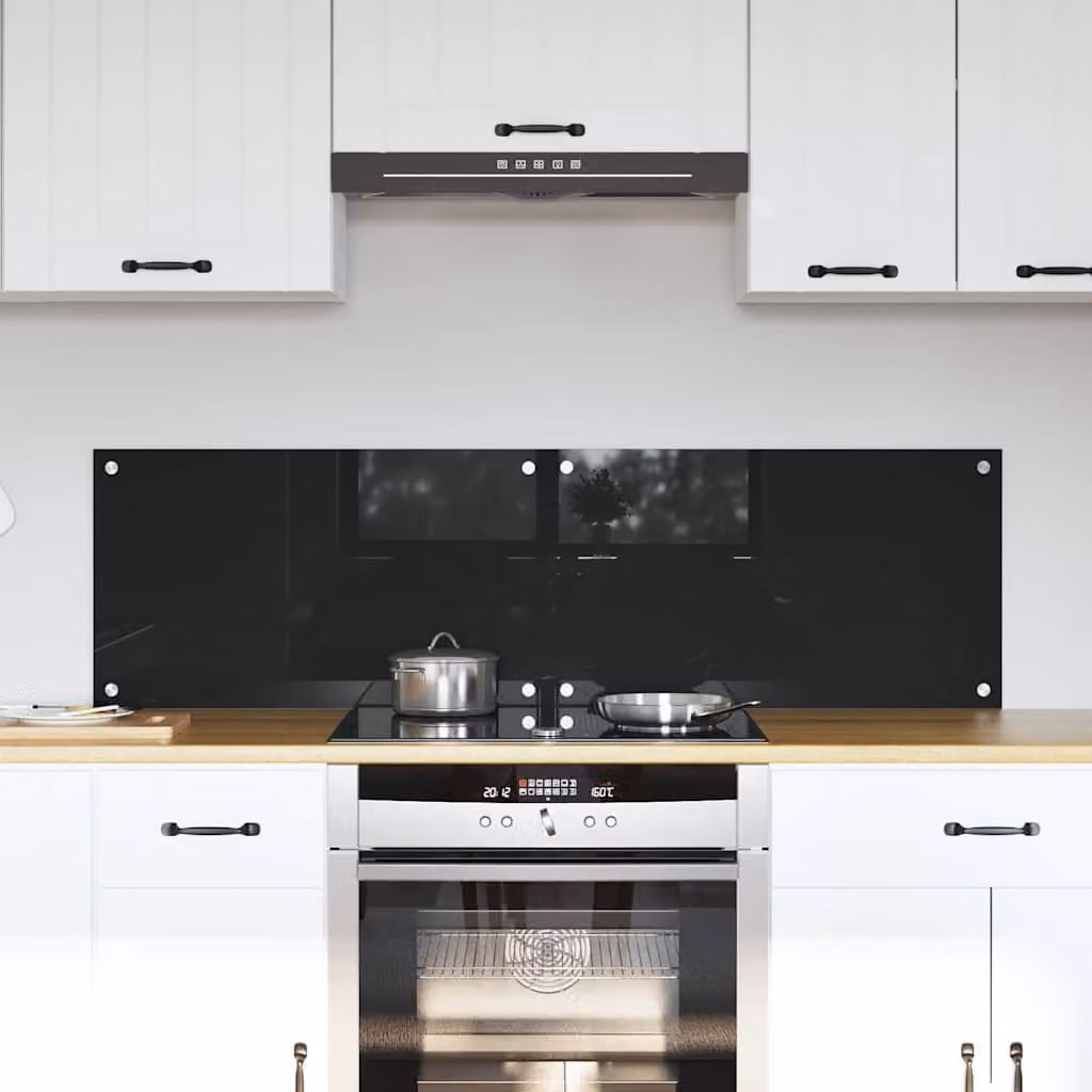 Set di 2 schienali per cucina vidaXL in vetro temperato nero, 70 x 40 cm
