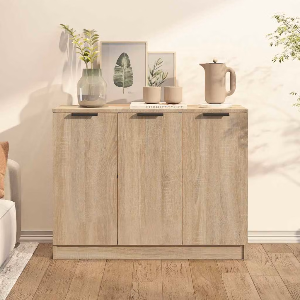 Credenza moderna vidaXL in legno multistrato color rovere sonoma, L 90,5 x P 30 x H 70 cm