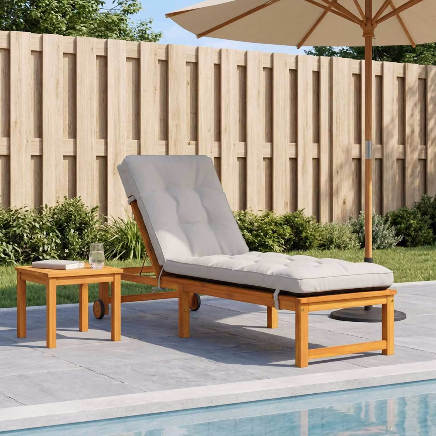 Cuscino per lettino vidaXL VIANEN in poliestere con rivestimento rimovibile lavabile, resistente ai raggi UV, disponibile in bianco o grigio