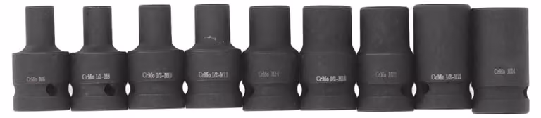 Set universale di chiavi a bussola, 9 pezzi - acciaio cromo-molibdeno - da M6 a M24