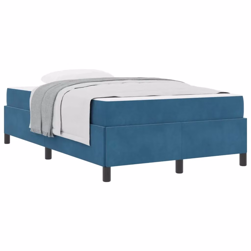 Struttura letto imbottita vidaXL in tessuto blu con legno e metallo L/P/H: 120 x 193 x 55 cm – 2