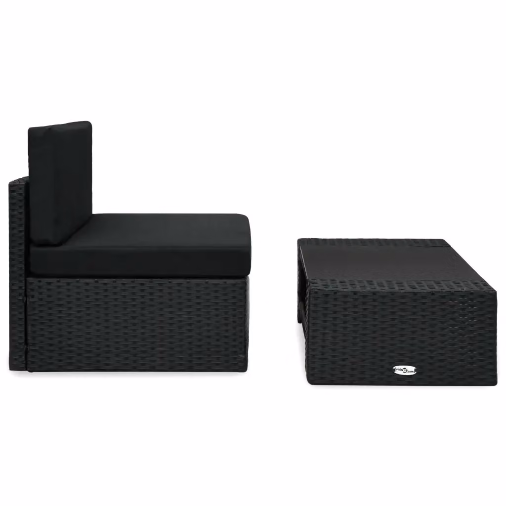 Set Salotto da Giardino Moderno Design In composto da Divano 2 Posti e Tavolino con Piano in Vetro, Colore Nero – 2