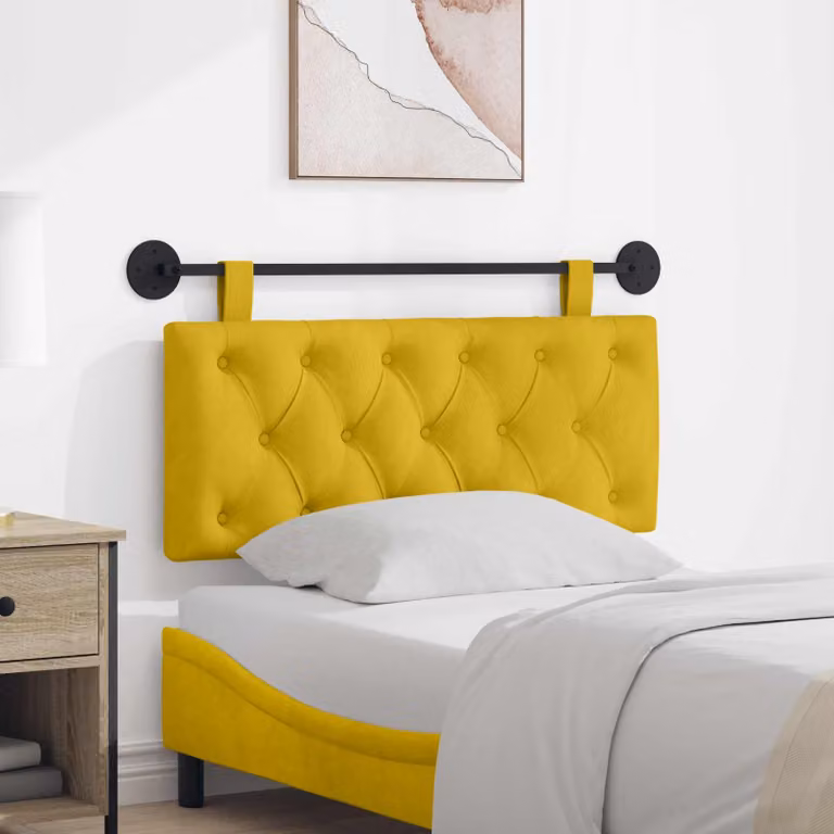 Testiera sospesa vidaXL in velluto giallo con illuminazione integrata e pannello imbottito