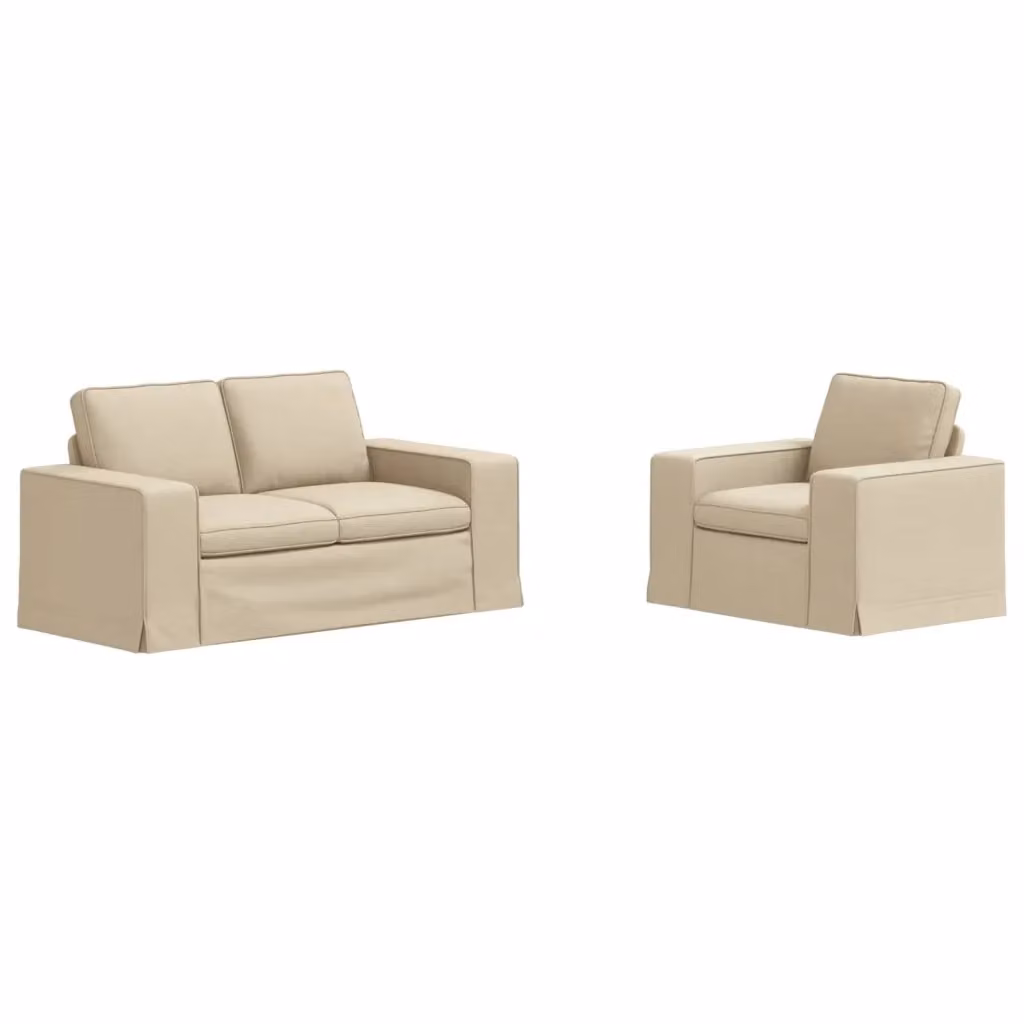 Set di divani 2 pz vidaXL in tessuto beige con forma a L e struttura in metallo per soggiorno o camera da letto L: 182 cm, P: 80 cm, H: 82 cm – 2