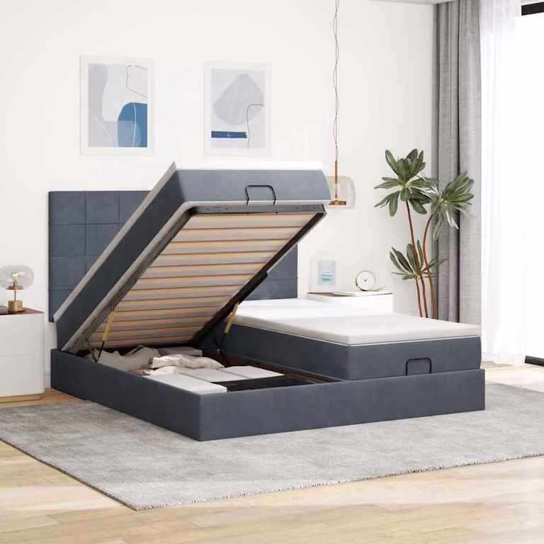 Letto con contenitore a sollevamento vidaXL in velluto con materassi L/P/H: 203 x 200 x 280 cm