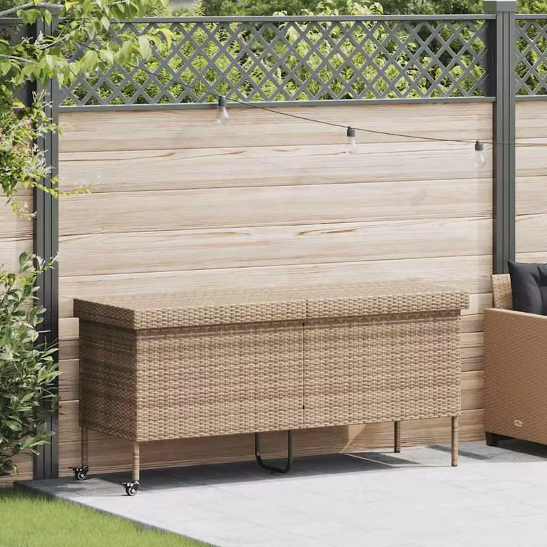 Contenitore da giardino con ruote vidaXL in rattan beige L 160 cm x P 55 cm x H 75 cm