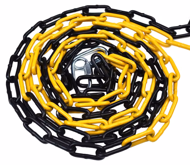 Catena di sicurezza nera e gialla, 10 metri, catena di avvertimento da 4 mm con 2 lucchetti