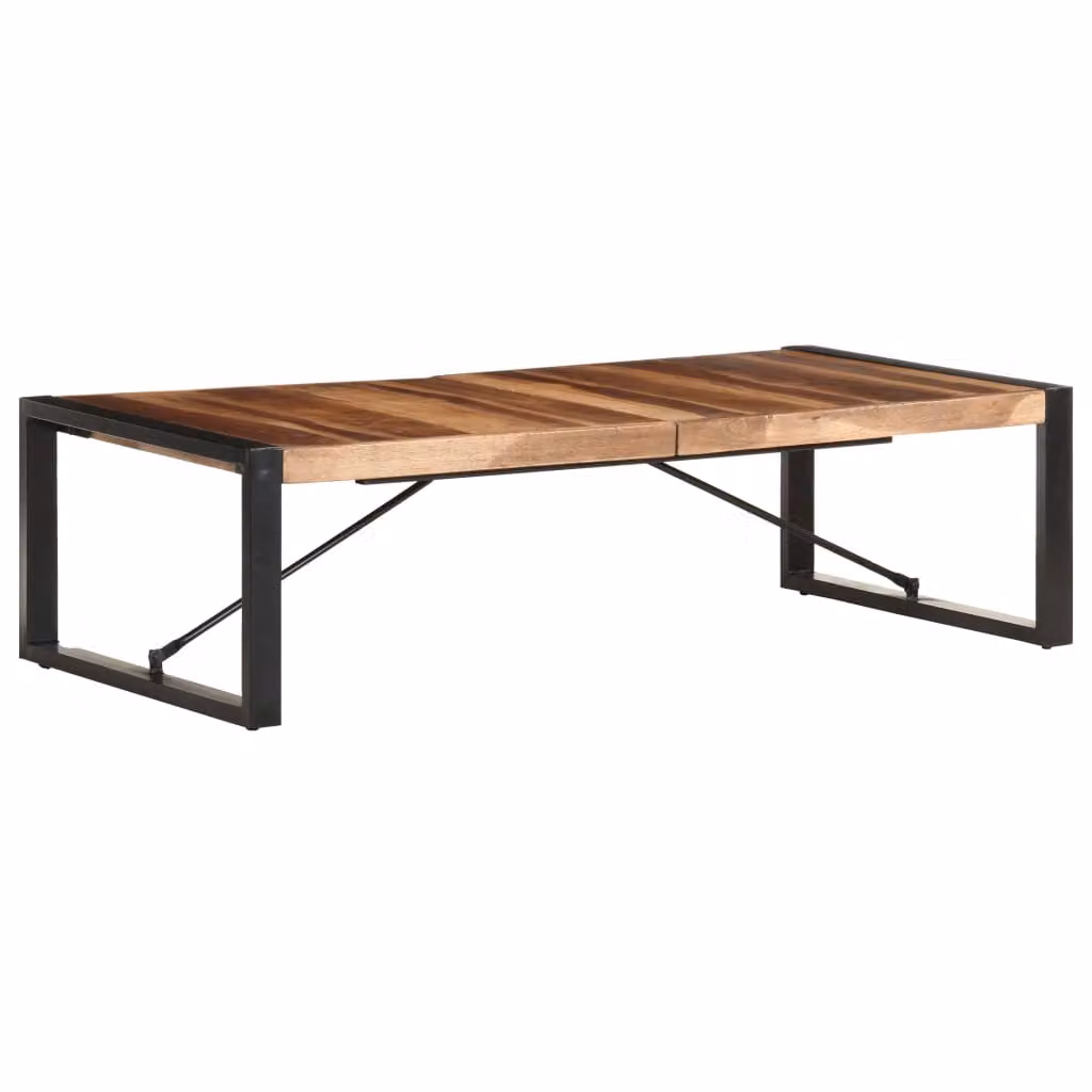 Tavolino The Living Store 140x70x40 cm in legno massiccio con finitura palissandro