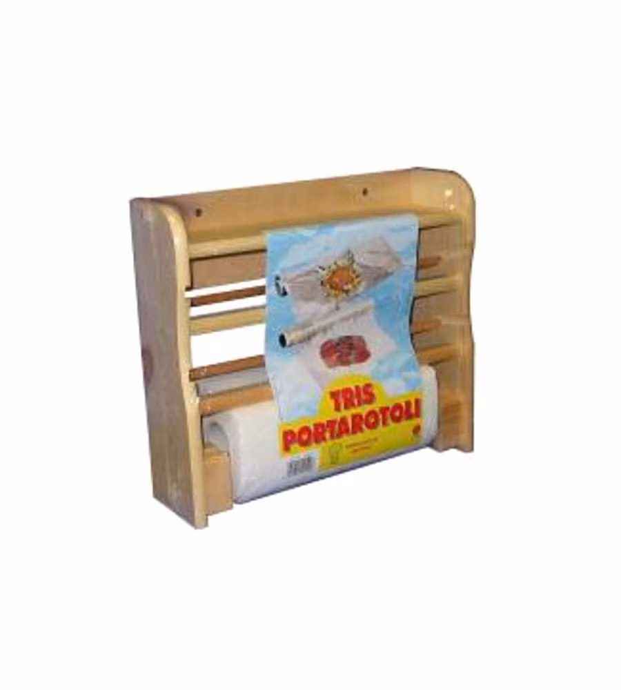 Portarotolo triplo da parete in legno Meeting colore marrone L: 33 cm, P: 9 cm, H: 29 cm – 2
