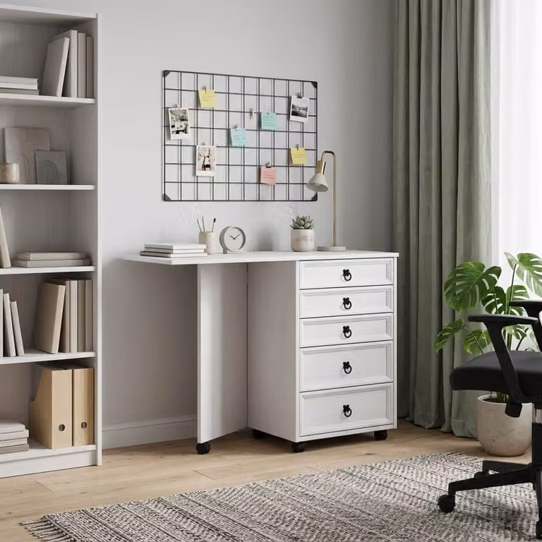 vidaXL Mobiletto con cassetti e piano pieghevole CORONA Bianco